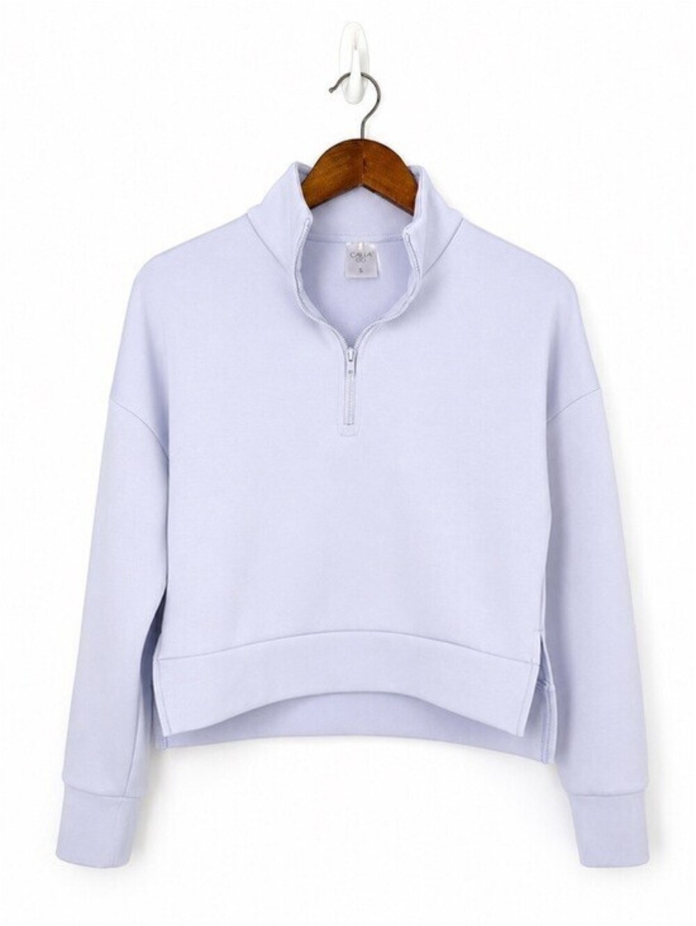 CALIA Women's Scuba Pullover Cropped Mock Neck Lavender Sweatshirt Small